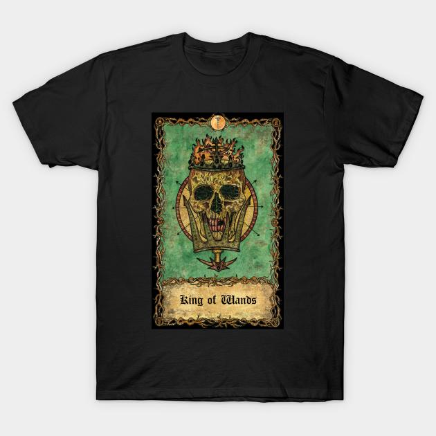 King Of Wands. Eternal Bones Tarot (Colorful) design. T-Shirt by Mystic Arts